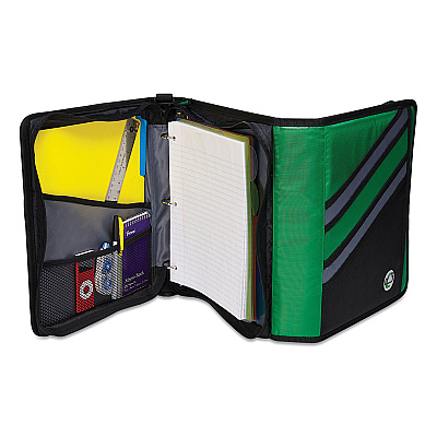 Case it Z-System 2-in-1 Zipper Binder, 3 Rings (x2), 1.5" Capacity (x2), 11 x 8.5, Black/Gray Accents (CAEZ176BLK)
