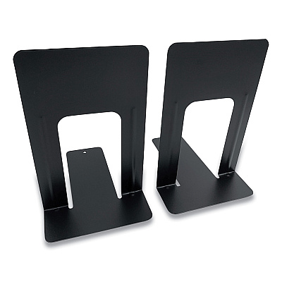 Huron Steel Bookends, Contemporary Style, Nonskid, 6 x 8 x 9.25, Black, 1 Pair (CTXHASZ0039)