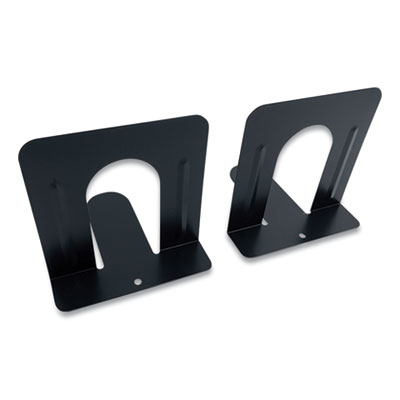 Huron Steel Bookends, Contemporary Style, Nonskid, 4.75 x 4.75 x 4.75, Black, 1 Pair (CTXHASZ0038)