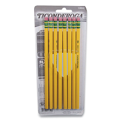 Ticonderoga Tri-Write Triangular Pencil, HB (#2), Black Lead, Yellow Barrel, 8/Pack (DIX13852)