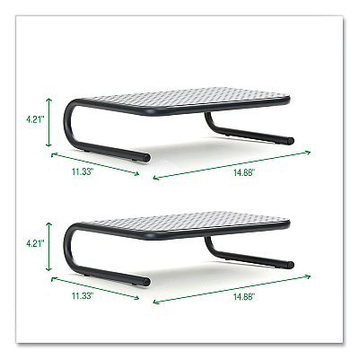 Mind Reader Metal Monitor Stand Riser for Computer, 14.88" x 11.33" x 4.21", Black, Supports 44 lbs (EMS2METMONSTBLK)