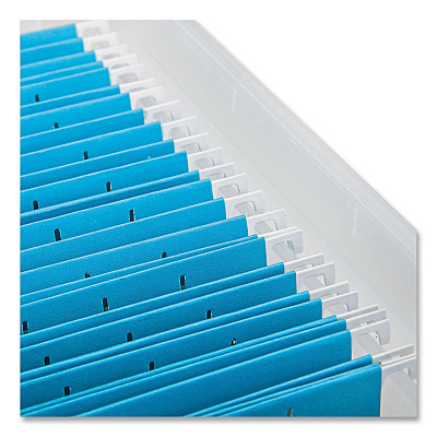 IRIS WEATHERTIGHT File Box, Letter/Legal Files, 15.5 x 17.9 x 10.8, Clear/Blue Accents (IRS110601)