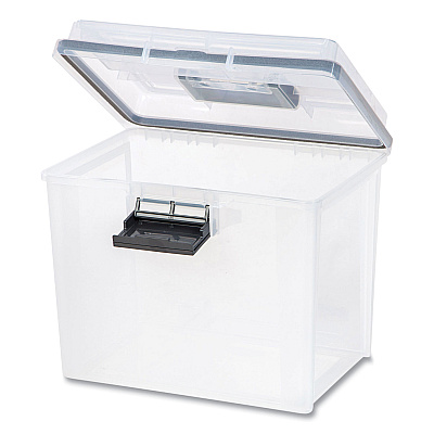 IRIS WEATHERTIGHT Portable File Box, Letter Files, 13.7 x 10.4 x 11.8, Clear/Gray Accents (IRS110351)