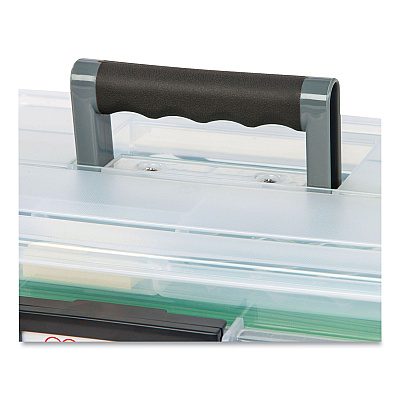 IRIS WEATHERTIGHT Portable File Box, Letter Files, 13.7 x 10.4 x 11.8, Clear/Gray Accents (IRS110351)