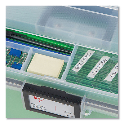 IRIS WEATHERTIGHT Portable File Box, Letter Files, 13.7 x 10.4 x 11.8, Clear/Gray Accents (IRS110351)
