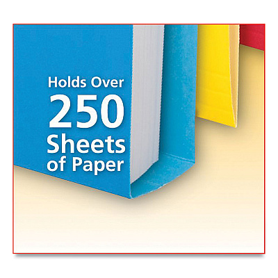 Pendaflex Double Stuff File Folders, 1/3-Cut Tabs: Assorted, Letter Size, 1.5" Expansion, Assorted Colors, 24/Pack (PFX54458EE)