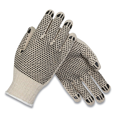 PIP PVC-Dotted Cotton/Polyester Work Gloves, Small, Gray/Black, 12 Pairs (PID36110PDDS)