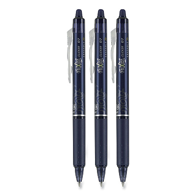 Pilot FriXion Clicker Erasable Gel Pen, Retractable, Fine 0.7 mm, Navy Ink, Navy Barrel, 3/Pack (PIL31468)