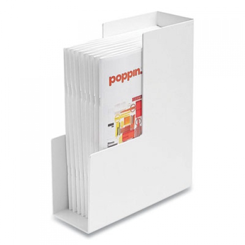 Poppin Plastic Magazine Box, 3.75 x 9.75 x 12.25, White (101281)