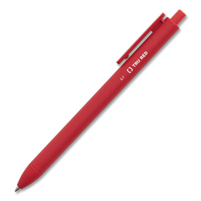 TRU RED Quick Dry Gel Pen, Retractable, Medium 0.7 mm, Red Ink, Red Barrel, Dozen (TUD24377032)