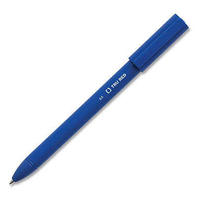 TRU RED Quick Dry Gel Pen, Stick, Fine 0.5 mm, Blue Ink, Blue Barrel, 5/Pack (TUD24377034)