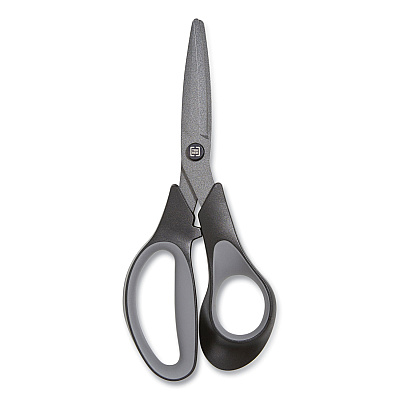TRU RED Non-Stick Titanium-Coated Scissors, 7" Long, 2.88" Cut Length, Straight Black/Gray Handle, Gun-Metal Gray Blades (TUD24380500)