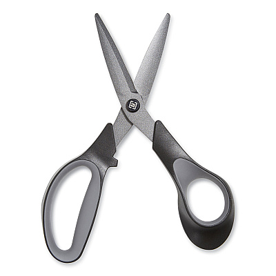 TRU RED Non-Stick Titanium-Coated Scissors, 7" Long, 2.88" Cut Length, Straight Black/Gray Handle, Gun-Metal Gray Blades (TUD24380500)