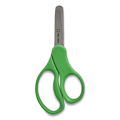 TRU RED Kids' Blunt Tip Stainless Steel Safety Scissors, 5" Long, 2.05" Cut Length, Straight Assorted Color Handles, 2/Pack (TUD24380501)