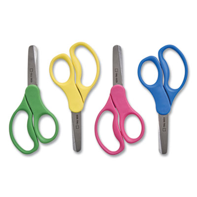 TRU RED Kids' Blunt Tip Stainless Steel Safety Scissors, 5" Long, 2.05" Cut Length, Straight Assorted Color Handles, 24/Pack (TUD24380511)