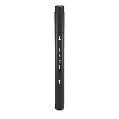 TRU RED Permanent Marker, Pen-Style Twin-Tip, Extra-Fine/Fine Bullet/Needle Tips, Black, 4/Pack (TUD24417735)