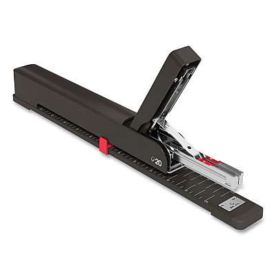 TRU RED Long Reach Stapler, 20-Sheet Capacity, 12" Throat, Black (TUD24418187)