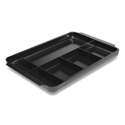 TRU RED Seven-Compartment Expandable Plastic Drawer Organizer, 12.8 x 8.5 x 1.34, Black (TUD24418568)