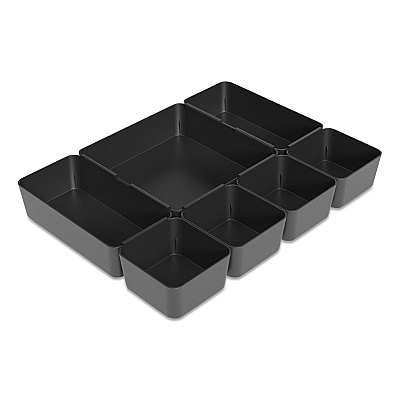 TRU RED Ten-Compartment Plastic Drawer Organizer, 7.83 x 8.19 x 5.35, Black (TUD24418574)