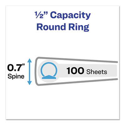 Avery Mini Size Durable View Binder with Round Rings, 3 Rings, 0.5" Capacity, 8.5 x 5.5, White (AVE27726)