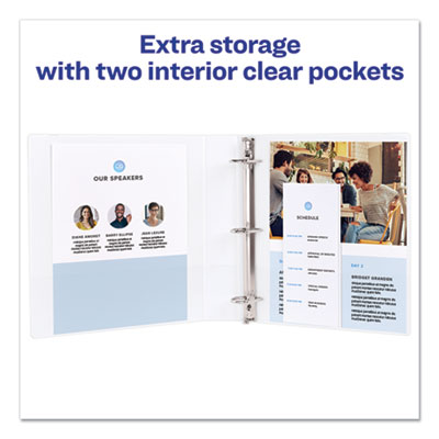 Avery Mini Size Durable View Binder with Round Rings, 3 Rings, 0.5" Capacity, 8.5 x 5.5, White (AVE27726)