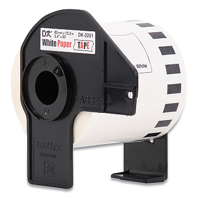 Brother Continuous Paper Label Tape, 2.44 x 50 ft, White, 24 Rolls/Pack (DK225124PK)