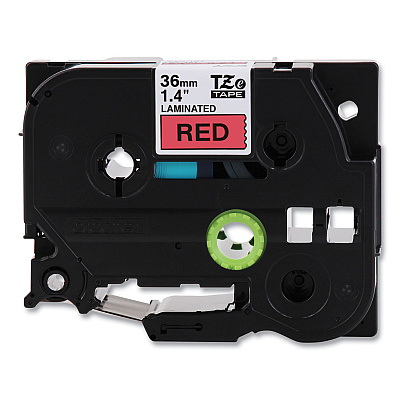 Brother TZe Standard Adhesive Laminated Labeling Tape, 1.4" x 26.2 ft, Black on Red (BRTTZE461CS)