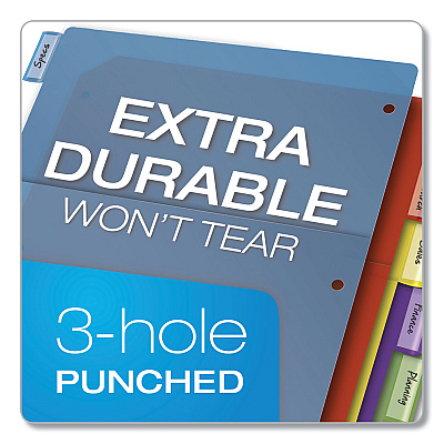 Cardinal Poly 1-Pocket Index Dividers, 8-Tab, 11 x 8.5, Assorted (CRD84017)