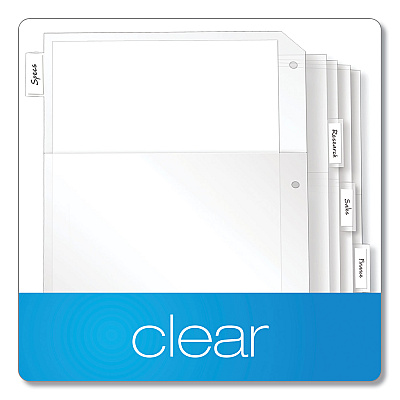 Cardinal Poly Ring Binder Pockets, 8.5 x 11, Clear, 5/Pack (CRD84010)