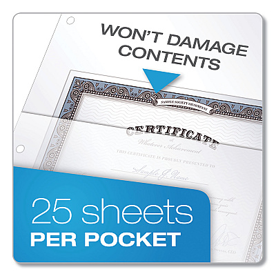Cardinal Poly Ring Binder Pockets, 8.5 x 11, Clear, 5/Pack (CRD84010)