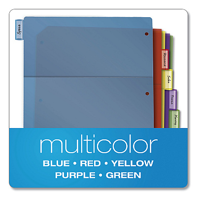 Cardinal Poly 1-Pocket Index Dividers, 8-Tab, 11 x 8.5, Assorted (CRD84017)