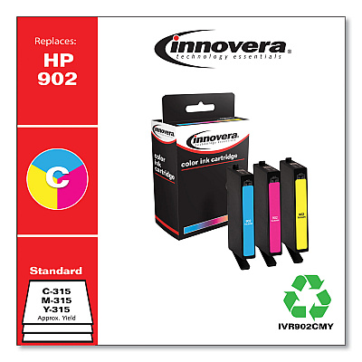 Innovera Remanufactured Cyan/Magenta/Yellow Ink, Replacement for 902 (T0A38AN), 315 Page-Yield (IVR902CMY)