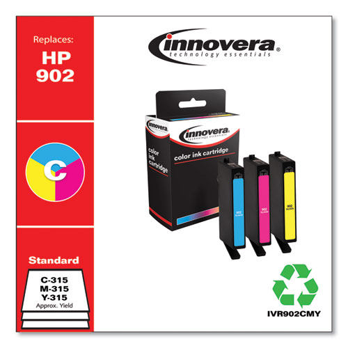 Innovera Remanufactured Cyan/Magenta/Yellow Ink, Replacement for 902 (T0A38AN), 315 Page-Yield (902CMY)