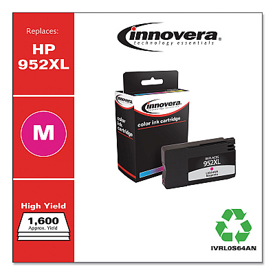 Innovera Remanufactured Magenta High-Yield Ink, Replacement for 952XL (IVRL0S64AN), 1,600 Page-Yield