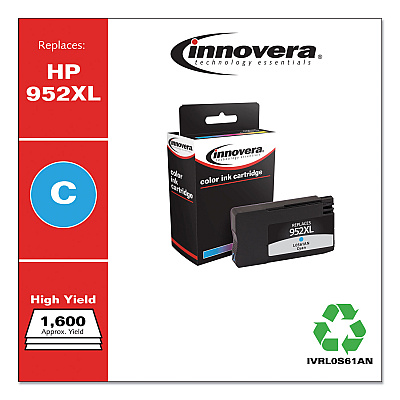 Innovera Remanufactured Cyan High-Yield Ink, Replacement for 952XL (IVRL0S61AN), 1,600 Page-Yield