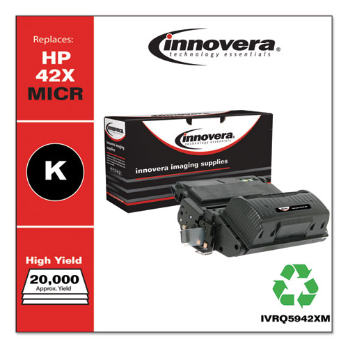Innovera Remanufactured Black High-Yield MICR Toner, Replacement for 42XM (Q5942XM), 20,000 Page-Yield