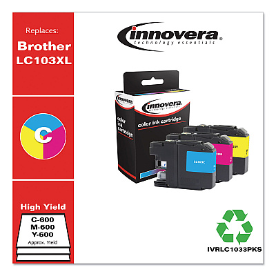 Innovera Compatible Cyan/Magenta/Yellow High-Yield Ink, Replacement for LC1033PKS, 600 Page-Yield