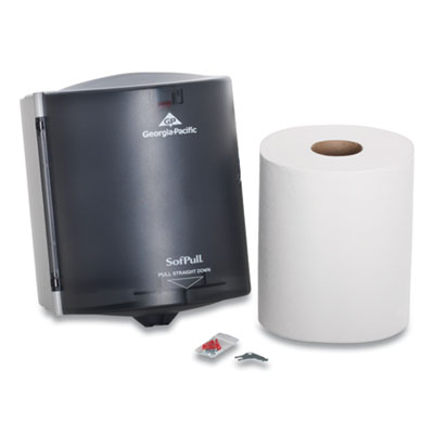 Georgia Pacific Professional SofPull Center Pull Hand Towel Dispenser, Includes Roll of 320 Centerpull Towels, 9.56 x 9.38 x 12.06, Gray (GPC58206)