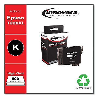 Innovera Remanufactured Black High-Yield Ink, Replacement for 220XL (T220XL120-S), 500 Page-Yield (IVRT220120)