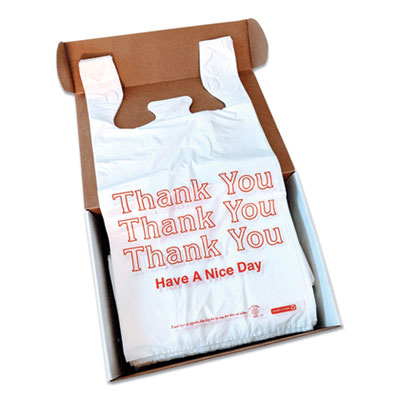 Monarch Plastic "Thank You - Have a Nice Day" Shopping Bags, 11.5" x 6.5" x 22", White, 250/Box (AVE925128)