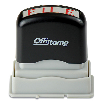 Offistamp Pre-Inked Message Stamp, FILE, 1.63" x 0.38", Red Ink (MKG034513)