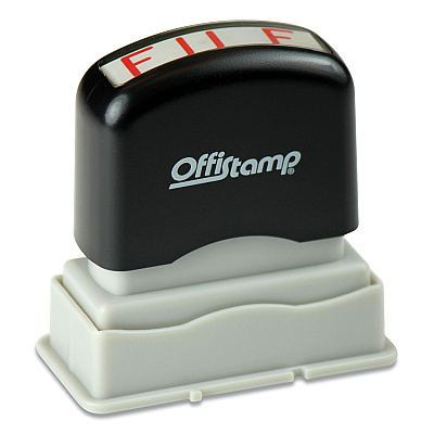 Offistamp Pre-Inked Message Stamp, FILE, 1.63" x 0.38", Red Ink (MKG034513)