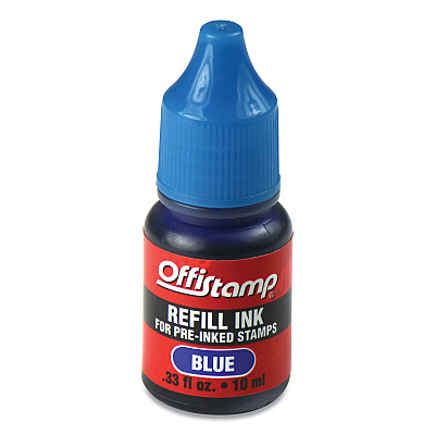 Offistamp Refill Ink for Pre-Inked Stamps, 0.33 oz, Blue (MKG034518)