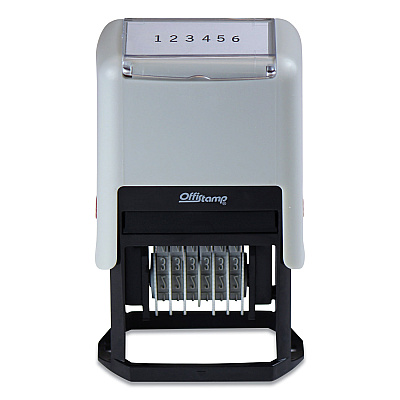 Offistamp Numberer, Pre-Inked/Re-Inkable, 6 Bands, 1.88 x 0.25, Black (MKG034525)