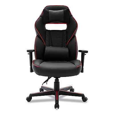Alera Racing Style Ergonomic Gaming Chair, Supports 275 lb, 15.91" to 19.8" Seat Height, Black/Red Trim Seat/Back, Black/Red Base (ALEGM4136)