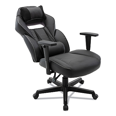 Alera Racing Style Ergonomic Gaming Chair, Supports 275 lb, 15.91" to 19.8" Seat Height, Black/Gray Trim Seat/Back, Black/Gray Base (ALEGM4146)