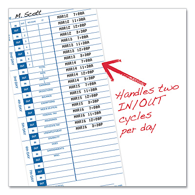 Time Clock Cards for Pyramid Technologies 3000, One Side, 4 x 9, 100/Pack (PTI3510010)