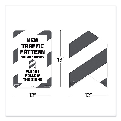 Tabbies BeSafe Carpet Decals, New Traffic Pattern For Your Safety; Please Follow The Signs, 12 x 18, White/Gray, 7/Pack (TAB29203)