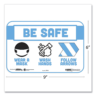 Tabbies BeSafe Messaging Education Wall Signs, 9 x 6,  "Be Safe, Wear a Mask, Wash Your Hands, Follow the Arrows", 3/Pack (TAB29546)