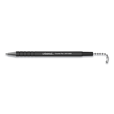 Universal Ballpoint Counter Pen, Medium 0.7 mm, Black Ink, Black Barrel (UNV15625)